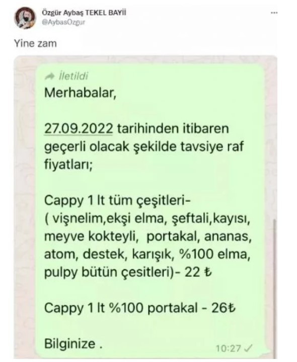 meyve suyuna dev zam geldi